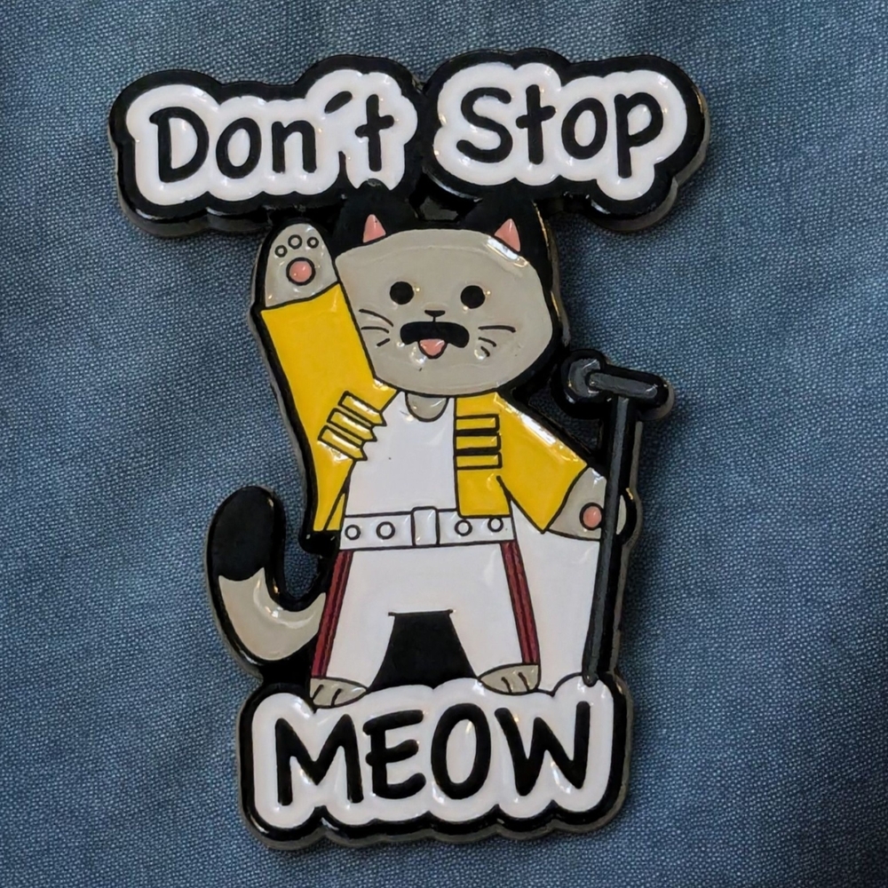 "Don't Stop Meow" Freddy Mercury Cat Enamel Pin